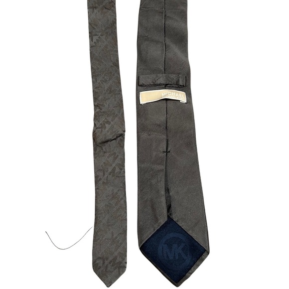 Michael Kors Other - Michael Kors Mens Charcoal Grey‎ Silk Monogram Logo Print Necktie MK Logo Tie